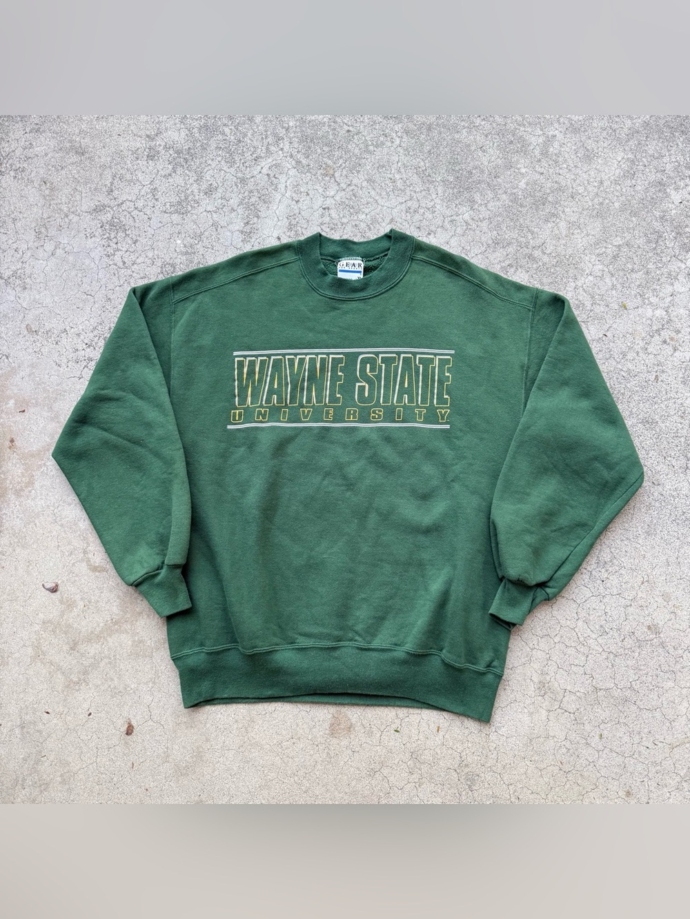 Vintage 90’s WAYNE STATE University Collegiate Crewneck Sweater Green Sz Medium